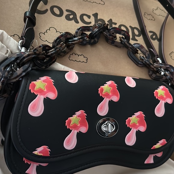 Coachtopia Wavy Dinky Leather Mushroom Print Chain Crossbody Purse Coach - Picture 16 of 16